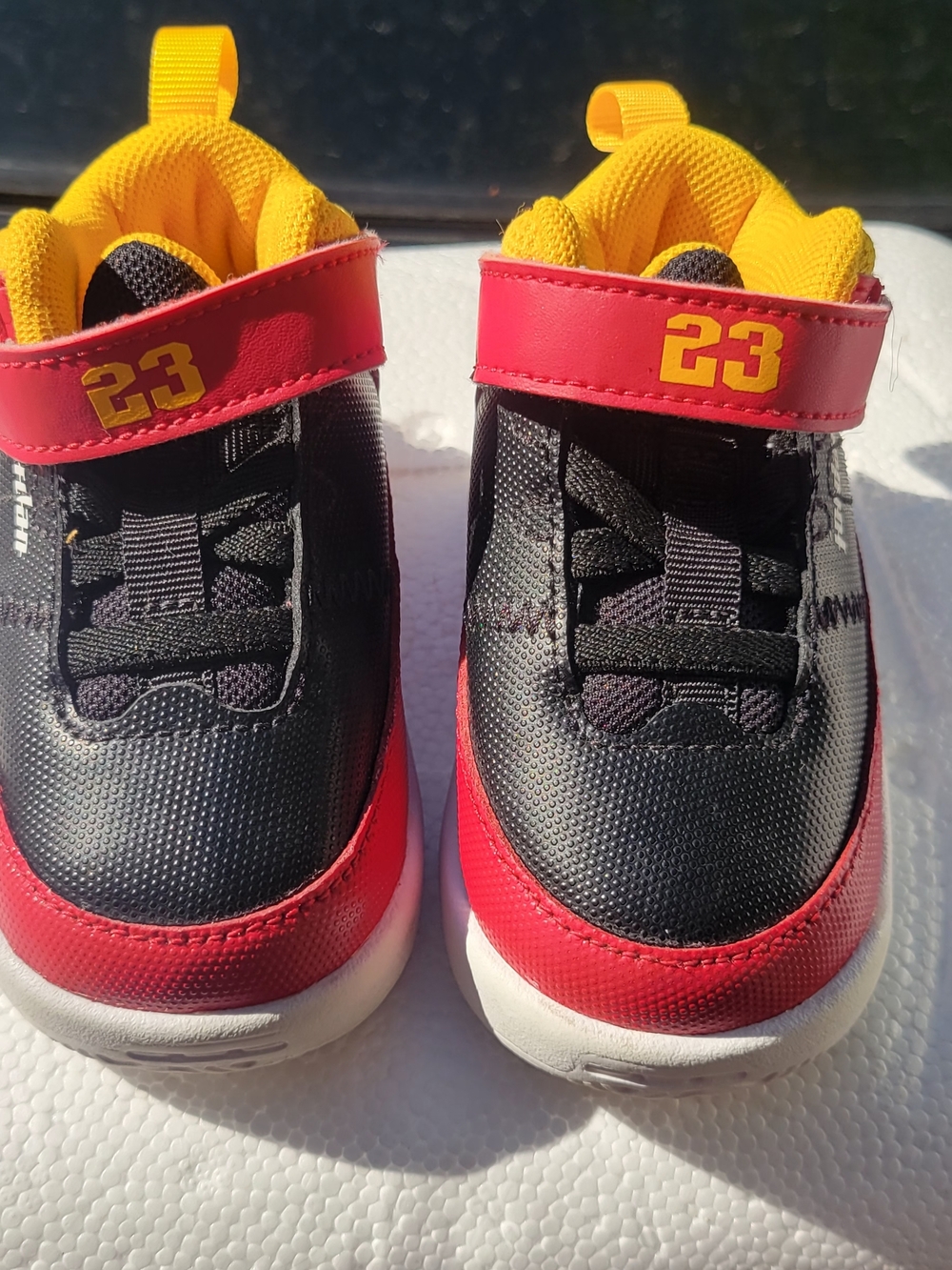 N8ke Jordan Kids Black, Red & Yellow Sneaker Shoes 4c